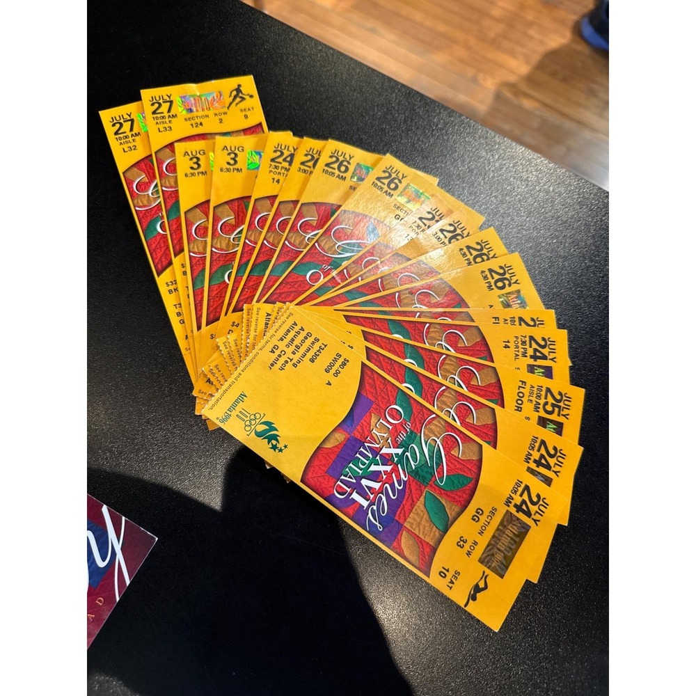 Vintage 1996 Atlanta Olympic Games Ticket Stubs Lot Swimming Gymnastics XXVI